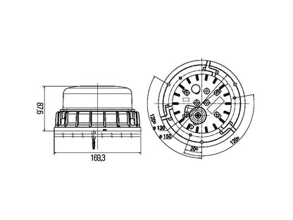 Hella LED Blixtfyr Blå Multivolt 10-32V Takmontering - Bilupplysningen