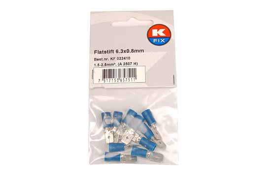 Flatstift 6,3x0,8mm blå 10-pack - Bilupplysningen